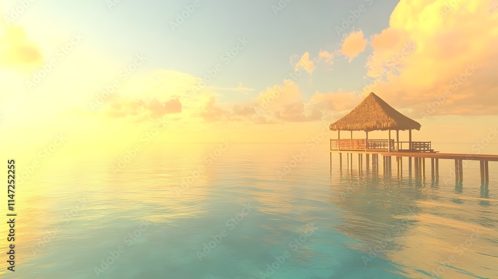 Small Hut with Thatched Roof by the Ocean. Small Hut with Thatched Roof by the Ocean.
