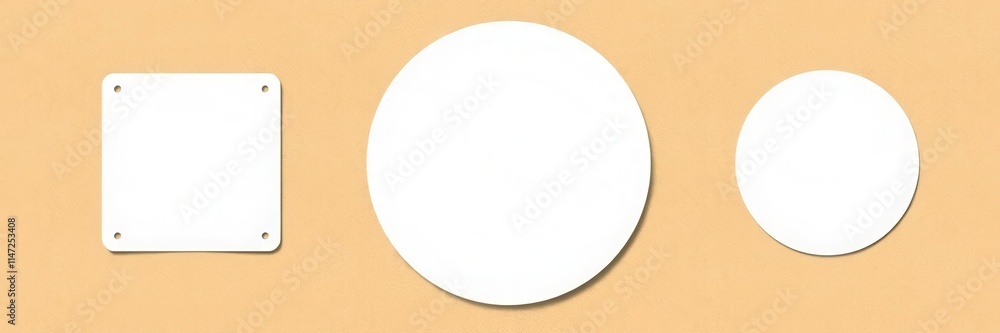 Various blank round and square sticker mockups for design presentations, graphic, sticker, pattern Various blank round and square sticker mockups for design presentations, graphic, sticker, pattern