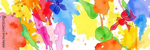 Panel kuchenny z motywem vibrant and colorful abstract watercolor painting on paper, drawing, bright