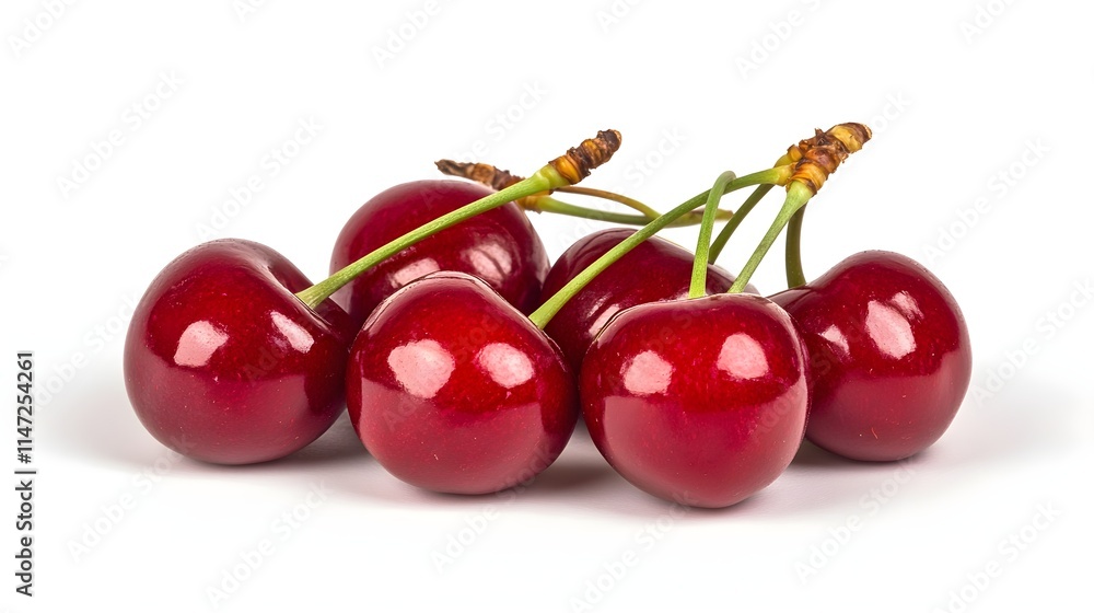 Fresh Red Cherries Piled on White Background for Food Photography Fresh Red Cherries Piled on White Background for Food Photography