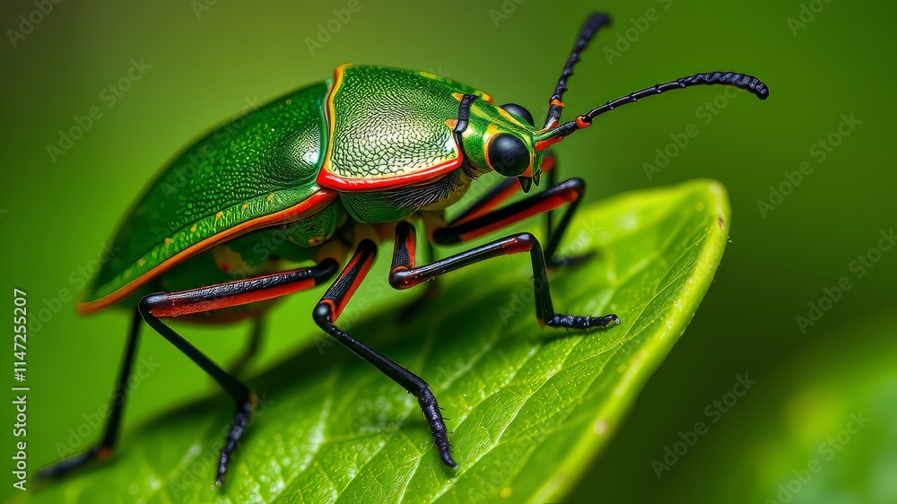 Fototapeta premium Green Shield Bug Mating - Close-up, Vibrant, Nature Photography
