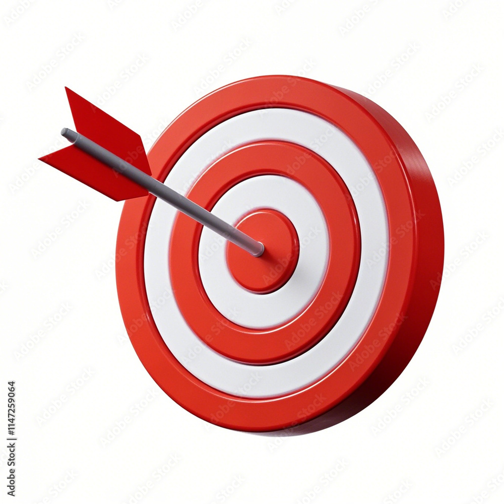 Target with red arrow on white background Target with red arrow on white background