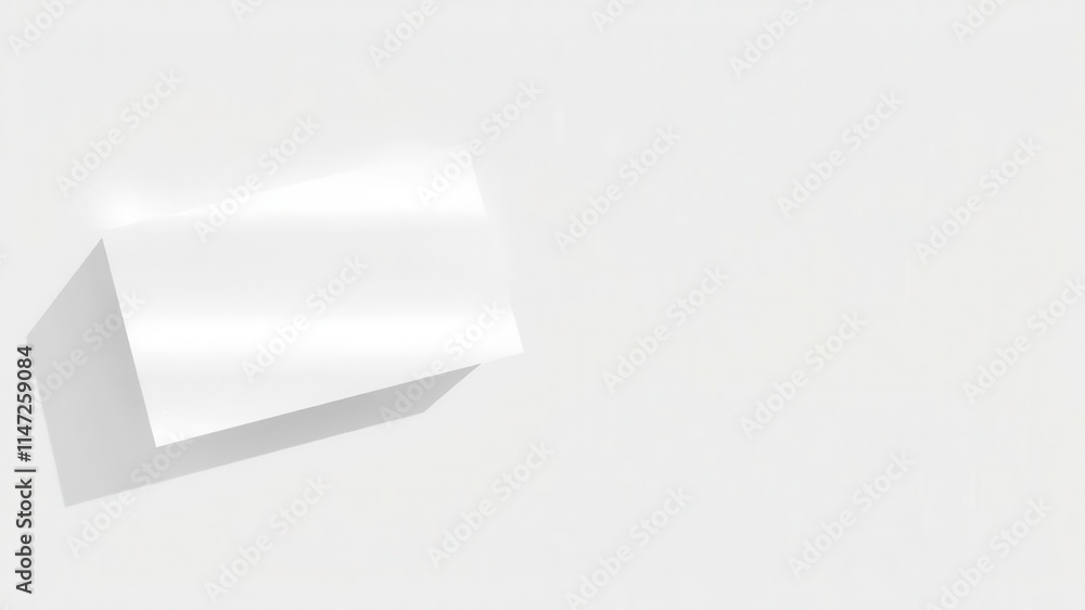 White minimalist business card mockup set on a clean white surface with shadows and reflections, modern, showcase White minimalist business card mockup set on a clean white surface with shadows and reflections, modern, showcase