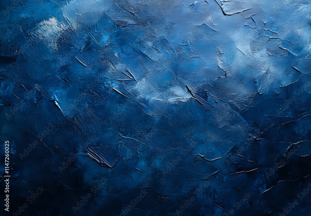 Deep Blue Abstract Painting: Texture, Brushstrokes, and Color Exploration in Impasto Style Deep Blue Abstract Painting: Texture, Brushstrokes, and Color Exploration in Impasto Style
