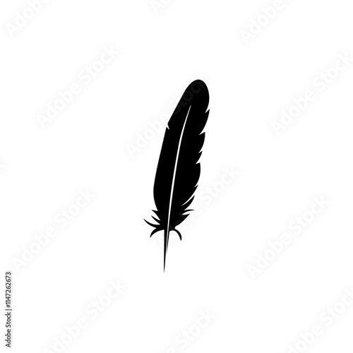 feather icon, vectors illustration in black and white