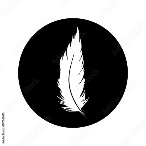 feather icon, vectors illustration in black and white