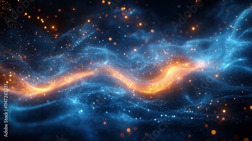 Abstract Blue And Orange Particle Wave Background
