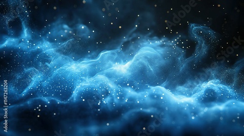 Abstract Blue Nebula Cosmic Dust And Stars