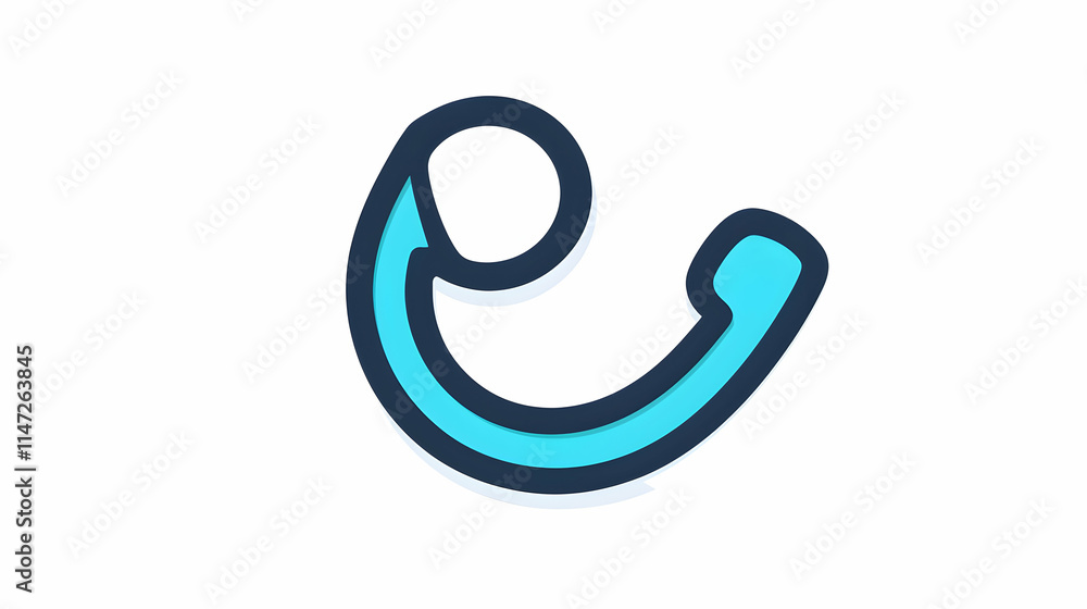 Abstract logo design featuring a curved line and circle in blue and dark outline. Abstract logo design featuring a curved line and circle in blue and dark outline.