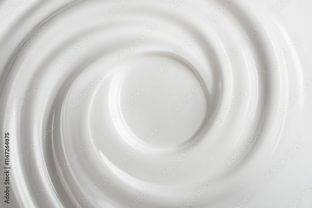 Obraz premium Swirling white cream texture on a smooth surface in soft lighting. Generative AI