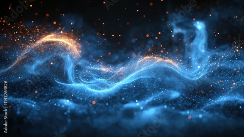 Abstract Blue And Orange Particle Wave Motion