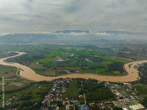 River along the agricultural land in Bukidnon, Philippines. Mindanao. photo