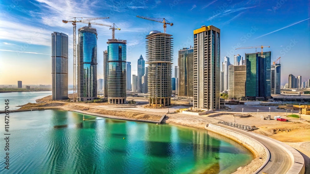 Obraz premium Timelapse of construction on Al Reem Island