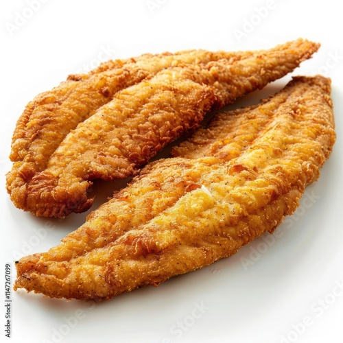 Freshly fried fish, likely catfish or tilapia, served with seasoning.