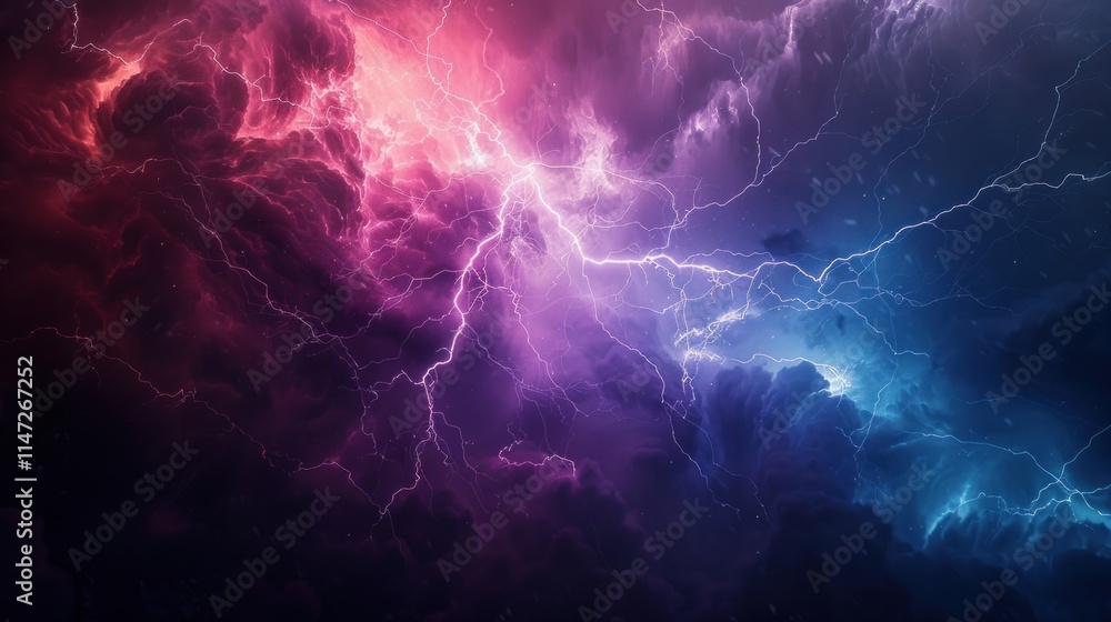 Lightning strikes in a storm, AI generated image Lightning strikes in a storm, AI generated image