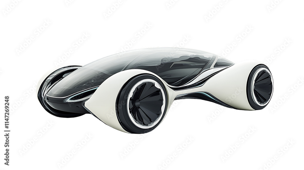 A futuristic concept car isolated on white background A futuristic concept car isolated on white background