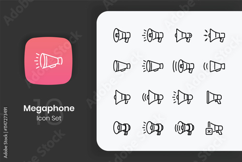 Set of megaphone line icon