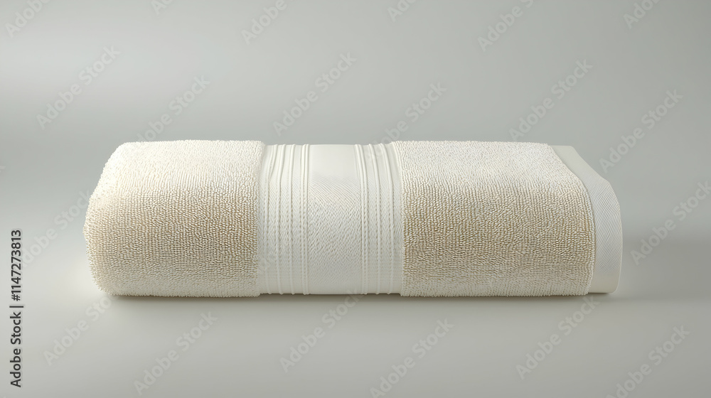 A neatly rolled white towel, soft and plush, ideal for bathroom or spa use. A neatly rolled white towel, soft and plush, ideal for bathroom or spa use.