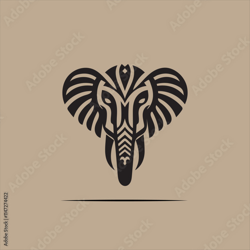 Elephant Head Black Silhouette Set. logo Vector image of an head elephant design on white background