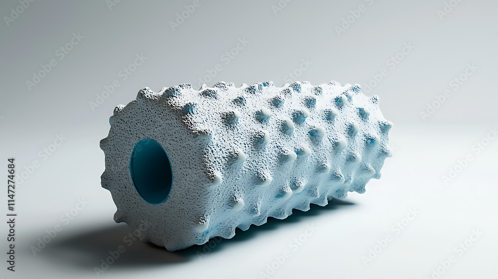 A blue and white object with a blue hole in the middle