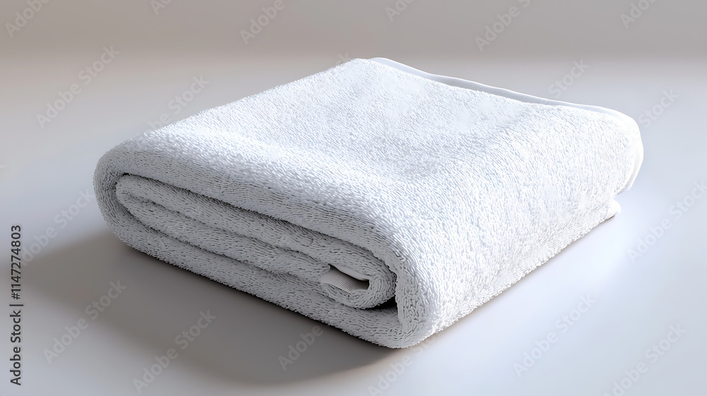 A white towel is laying on a white surface A white towel is laying on a white surface