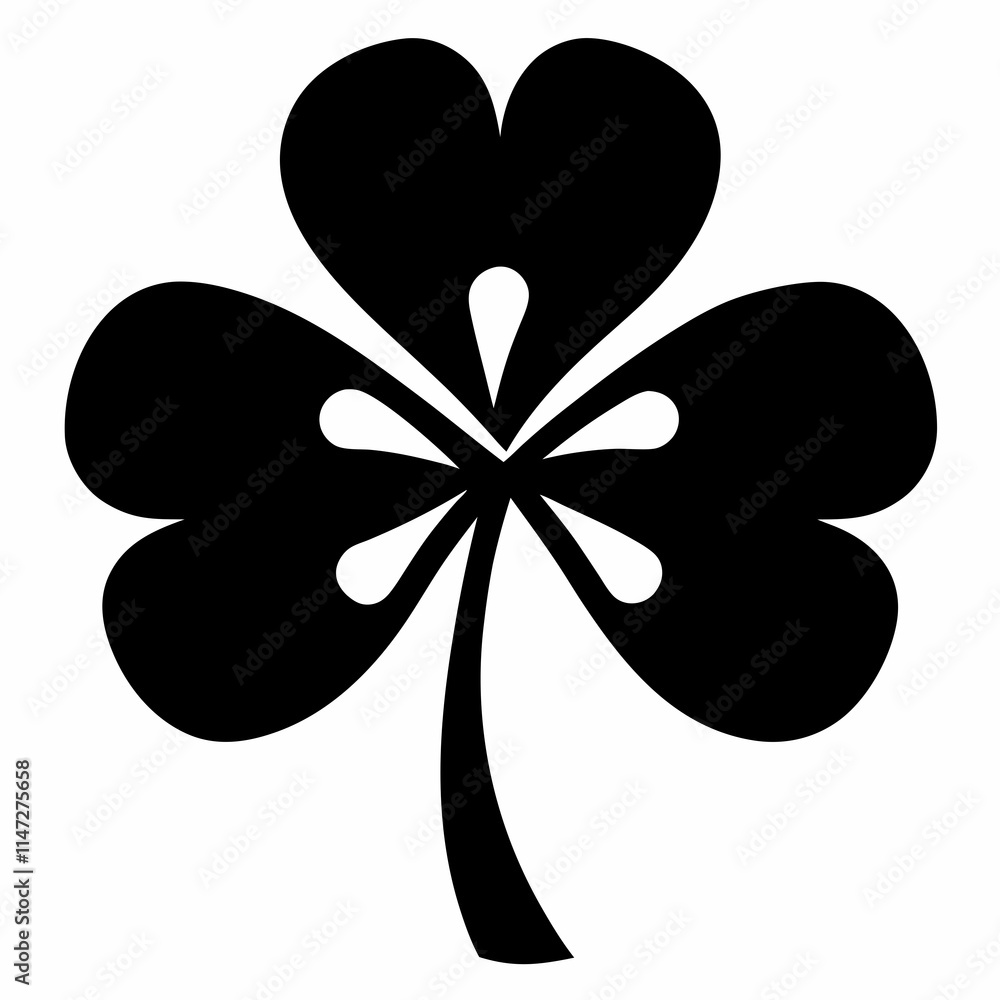 silhouette of shamrock, Black silhouette of shamrock plant, Vector illustration design. silhouette of shamrock, Black silhouette of shamrock plant, Vector illustration design.