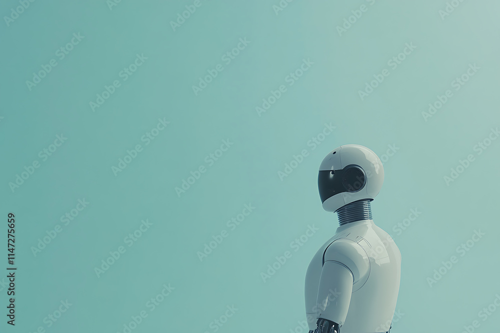 Stylish White Robot Profile View Stylish White Robot Profile View