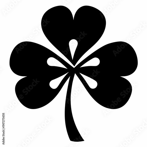 silhouette of shamrock, Black silhouette of shamrock plant, Vector illustration design.