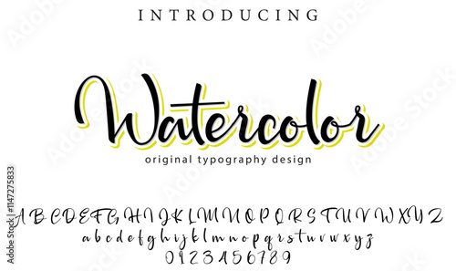 Watercolor Font Stylish brush painted an uppercase vector letters, alphabet, typeface