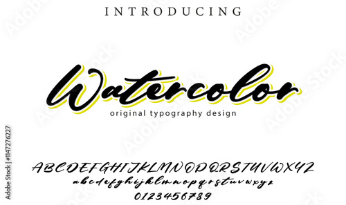 Watercolor Font Stylish brush painted an uppercase vector letters, alphabet, typeface