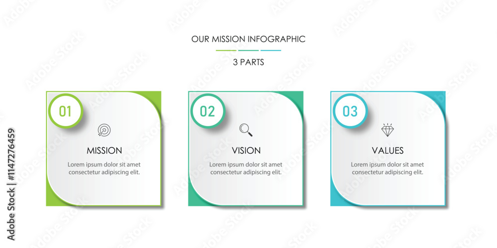 Fototapeta premium Mission, vision, values, graphic design template. eps 10 on white background 