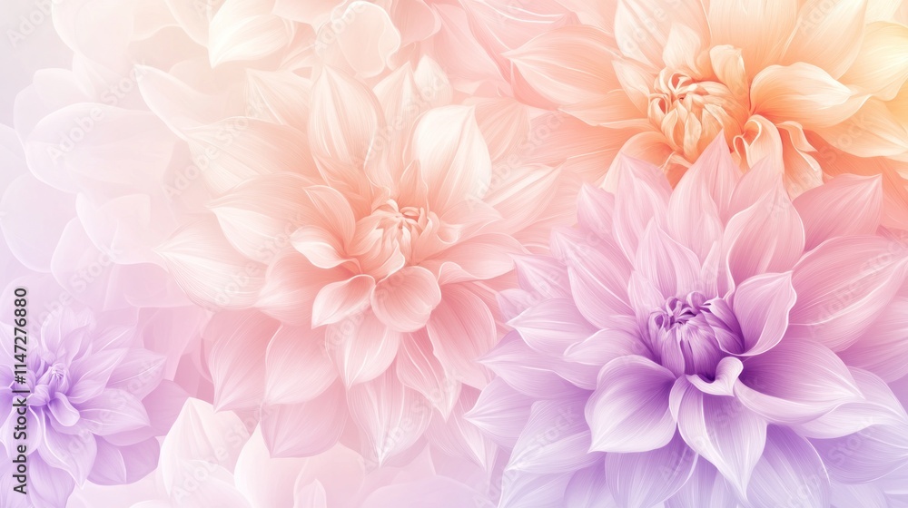 Obraz premium Pastel Dahlias Soft Petals Floral Background