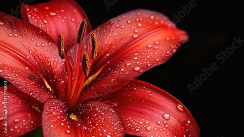 Crimson Lily: Dew-Kissed Petals photo