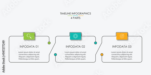 three Step Infographic element design Vector template for presentation.