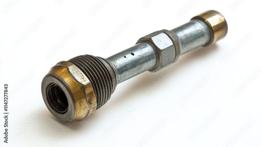 Metal pipe fitting with brass ends and threaded connection Metal pipe fitting with brass ends and threaded connection