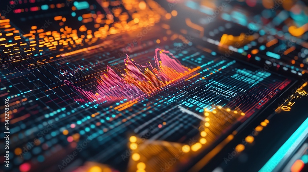 Colorful Digital Data Analytics Display with Vibrant Charts and Graphs Colorful Digital Data Analytics Display with Vibrant Charts and Graphs