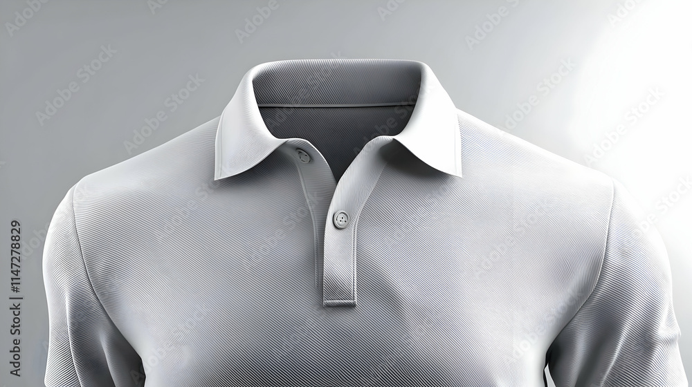 A plain white polo shirt displayed against a neutral background. A plain white polo shirt displayed against a neutral background.