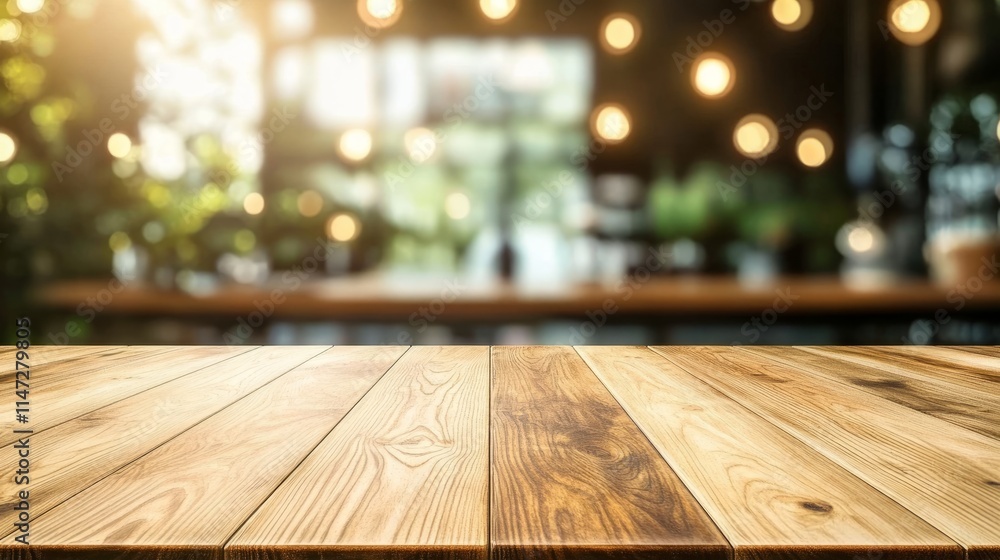 Empty light wood table top with blurred in coffee shop background, Empty light wood table top with blurred in coffee shop background,