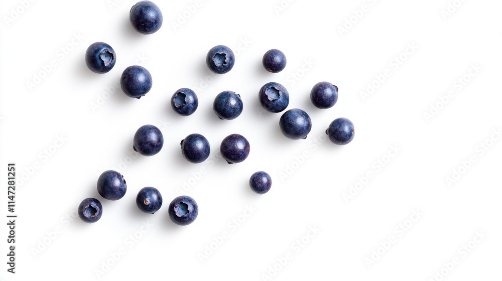 Scattered blueberries on a white background Scattered blueberries on a white background