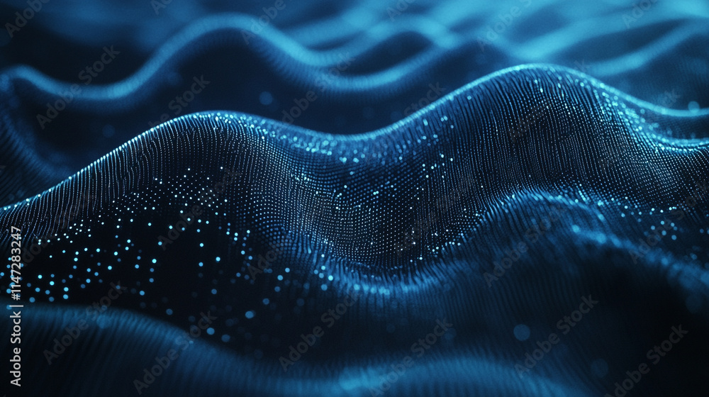 Waves of blue light create a mesmerizing pattern under soft illumination. Waves of blue light create a mesmerizing pattern under soft illumination.