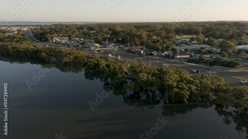Fern Bay traffic next to Mangroves and Hunter River
