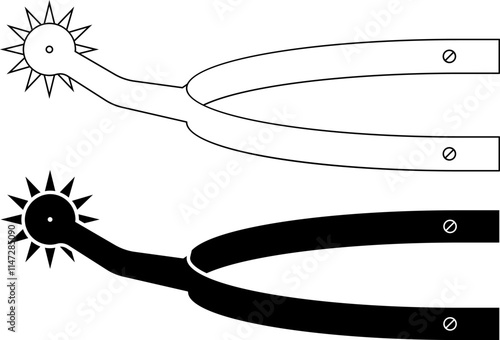 outline silhouette Swan neck rowel icon set