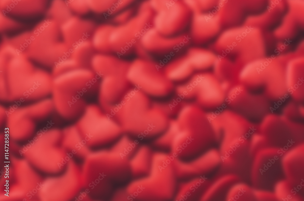 Fototapeta premium background of valentine red hearts blurry