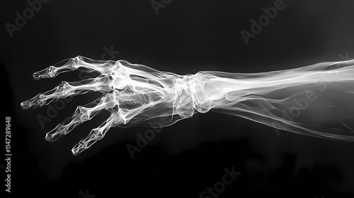 Film x-ray hand of child ( oblique view ). Oblique. Illustration