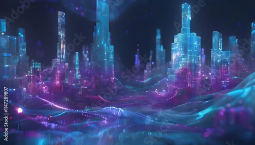abstract background neon bulding 