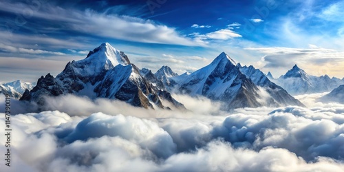 Wallpaper Mural Snowy mountain peaks emerging from clouds, snow, mountain, peak, clouds, landscape, nature, winter, cold, high, altitude Torontodigital.ca