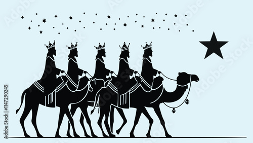Happy epiphany day design magos Silhouette illustration.