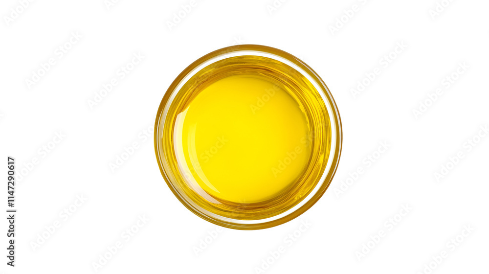 Golden Yellow Cooking Oil in Glass Bowl, Healthy Diet Golden Yellow Cooking Oil in Glass Bowl, Healthy Diet