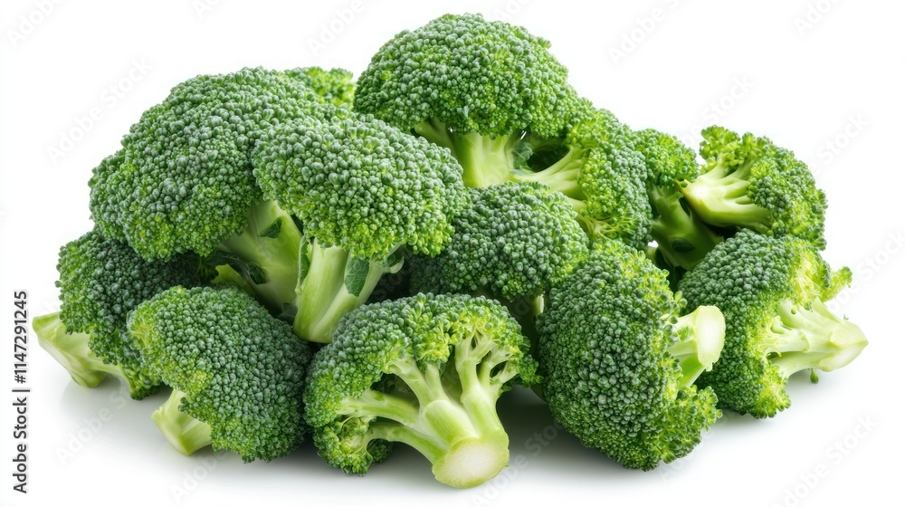 Fresh Green Broccoli Florets Isolated on White Background Fresh Green Broccoli Florets Isolated on White Background