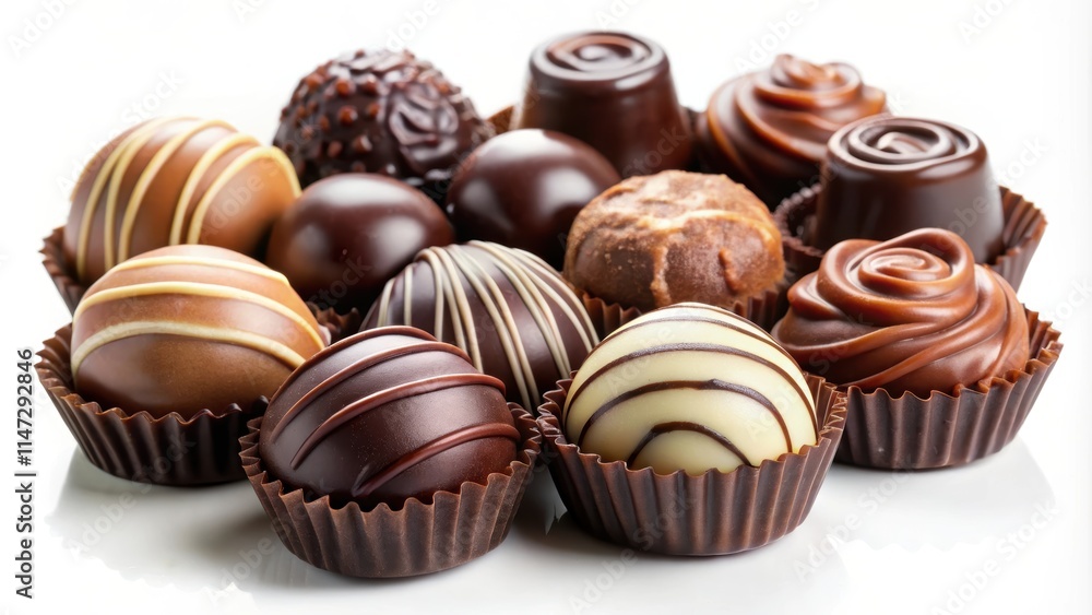 Delicious chocolate candies isolated on white background, chocolate, candies, sweets, isolated, white background, snack Delicious chocolate candies isolated on white background, chocolate, candies, sweets, isolated, white background, snack